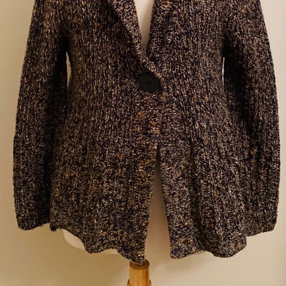 Alps Gray Orange Brown SZ L Cabincore Outdoorsy Gorpcore Knit Cardigan Sweater - Picture 3 of 10
